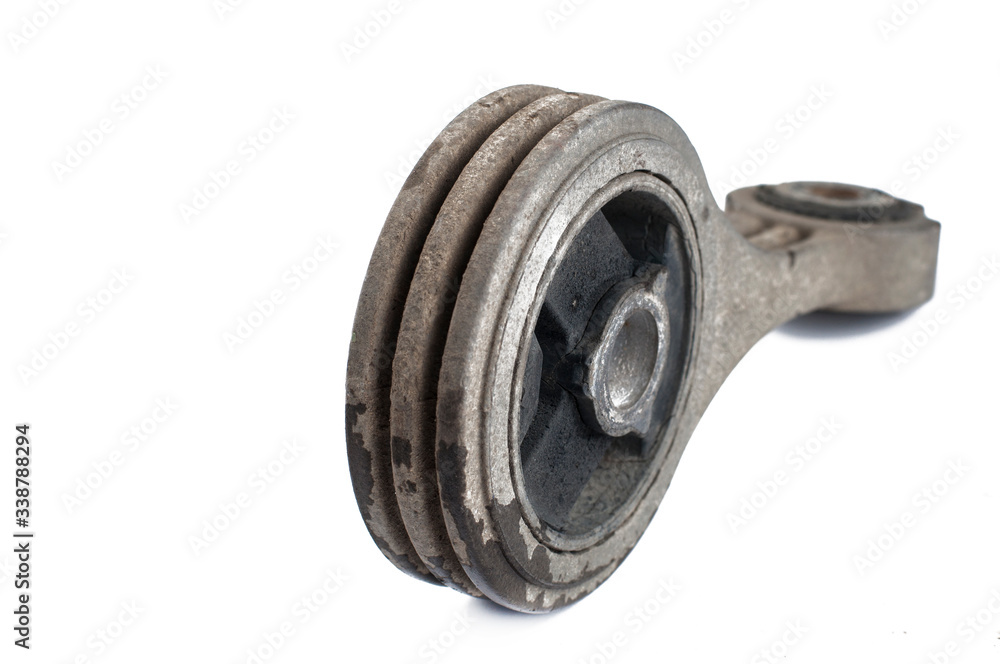 Old car parts isolated on white background.Copy space Old car parts isolated on white background.Copy space