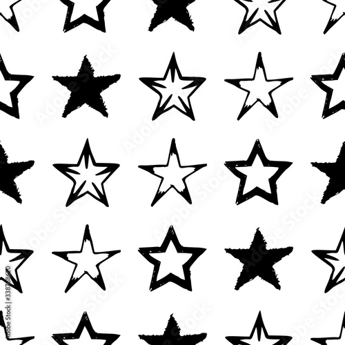 Seamless doodle hand drawn stars