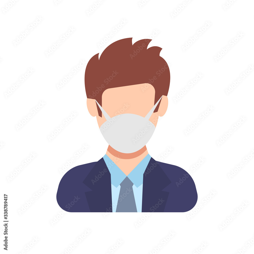 People in flat style with medical mask