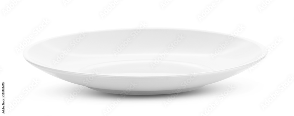 empty white plate on white background empty white plate on white background