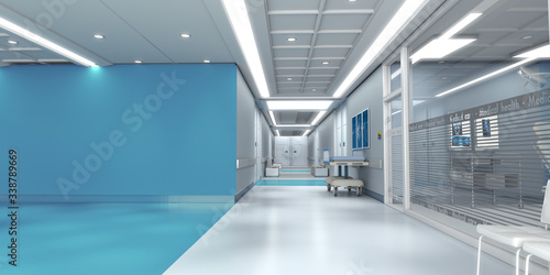 Blue hospital with copy space photo