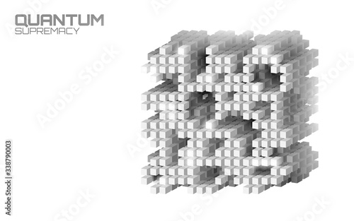 Quantum supremacy high performance computer. Modern technology fast computing web system server. Online connection fast solve problem supercomputer vector illustration