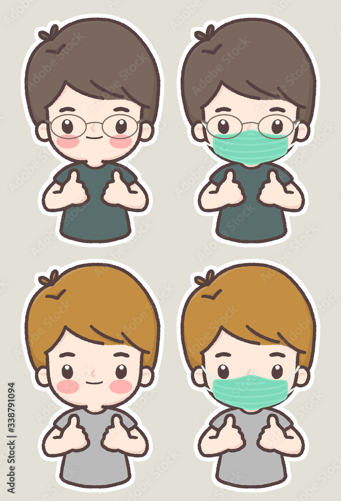 Stop COVID-19. Boy cute cartoon wearing protective mask. Stop COVID-19. Boy cute cartoon wearing protective mask.