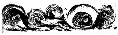 波　波しぶき　手書き　毛筆イラスト