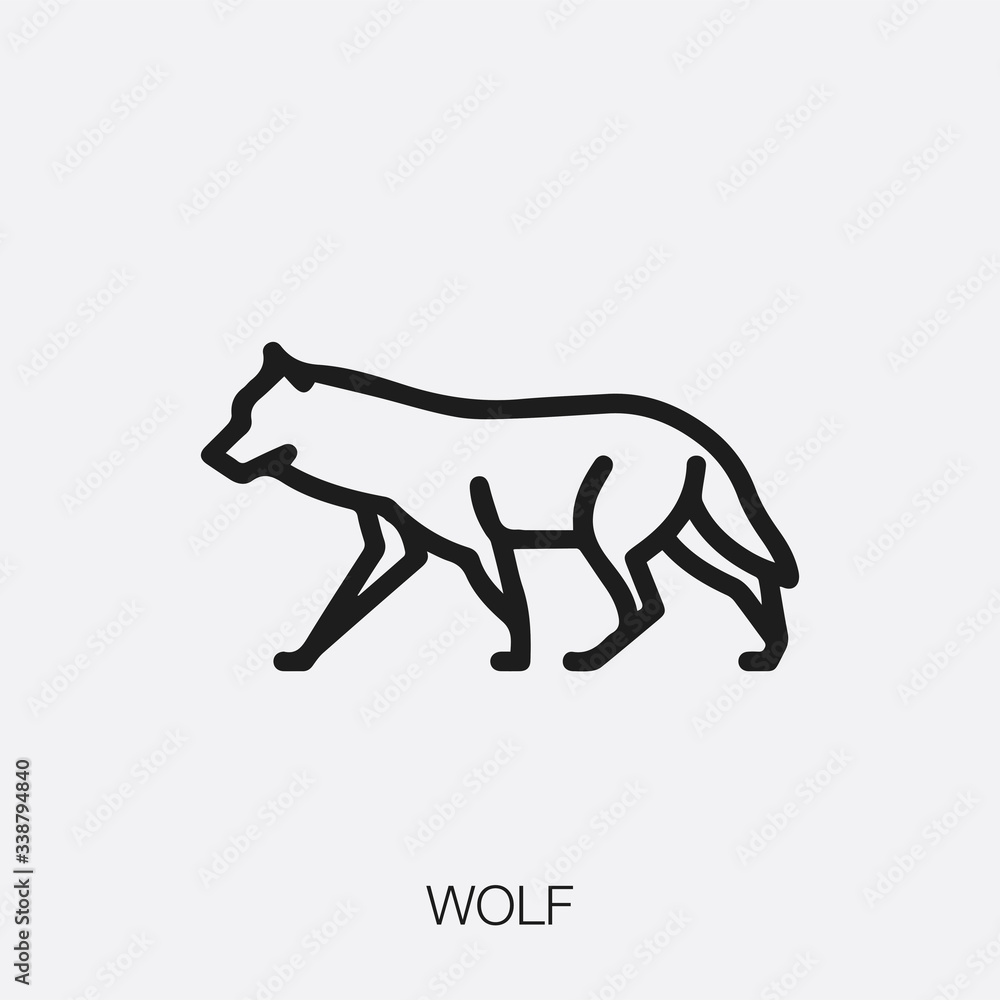 wolf icon vector. Linear style sign for mobile concept and web design. wolf symbol illustration. Pixel vector graphics - Vector.