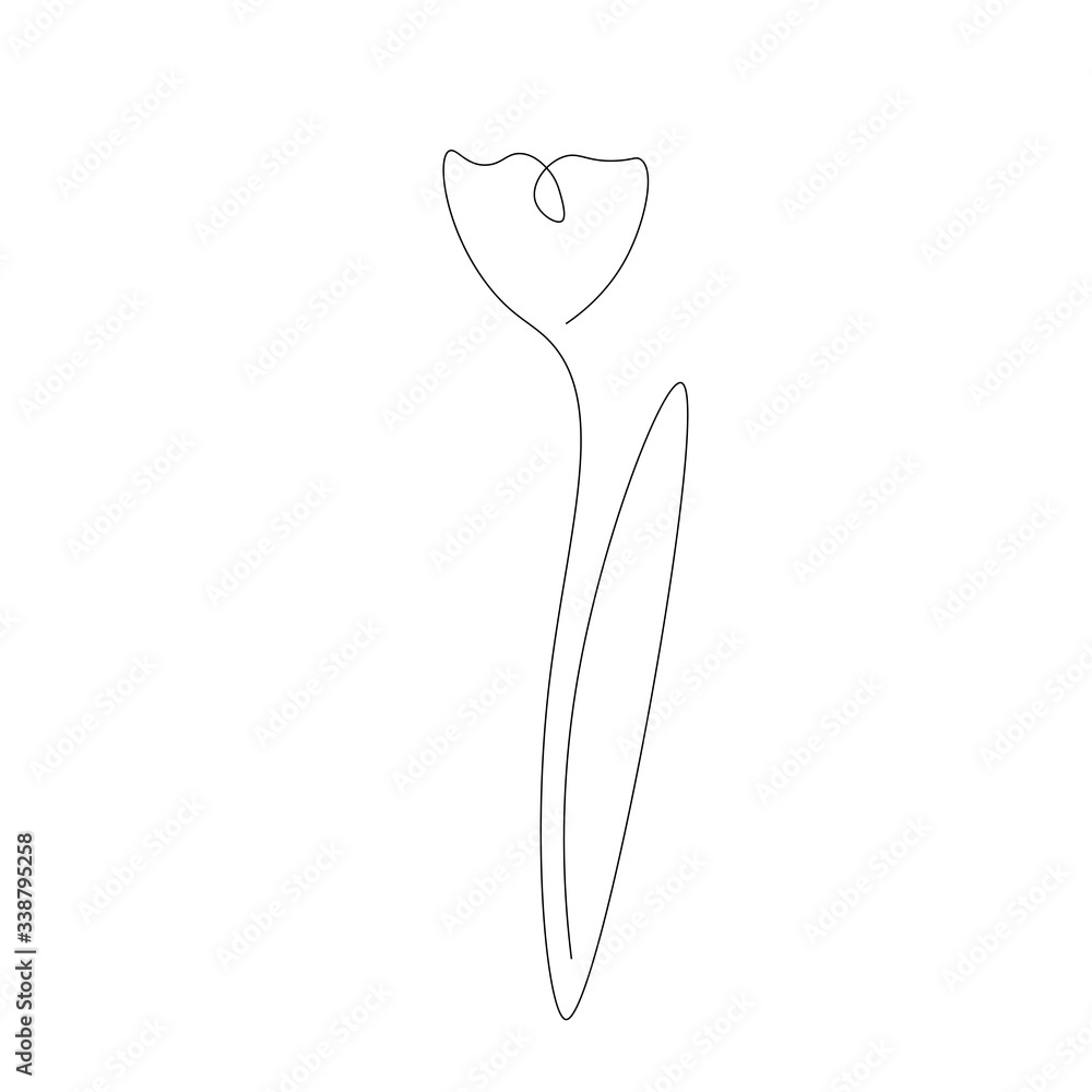 Flower line drawing on white background. Vector illustration Flower line drawing on white background. Vector illustration