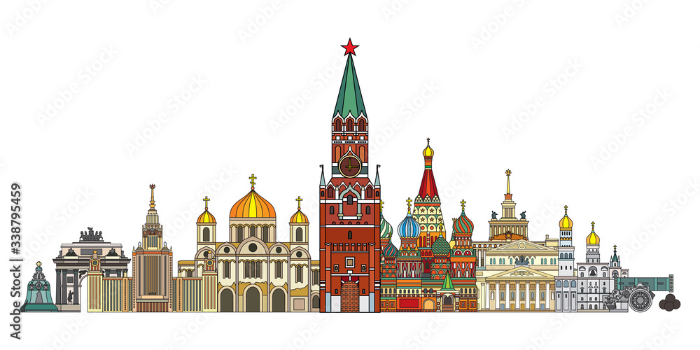 Fototapeta premium Moscow colorful line art 8