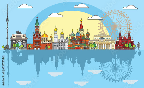 Moscow colorful line art 7