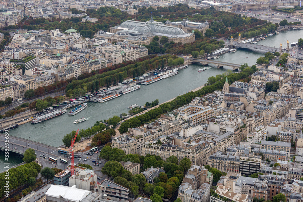Top view of river Seine from the Eiffel Tower in Paris, France