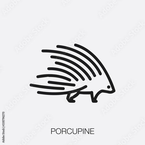 porcupine icon vector. Linear style sign for mobile concept and web design. porcupine symbol illustration. Pixel vector graphics - Vector.