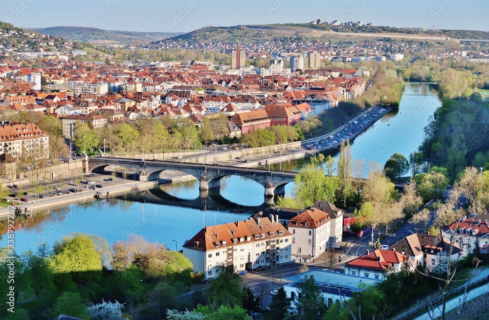 Würzburg, Blick von der Festung auf Stadt und Fluss