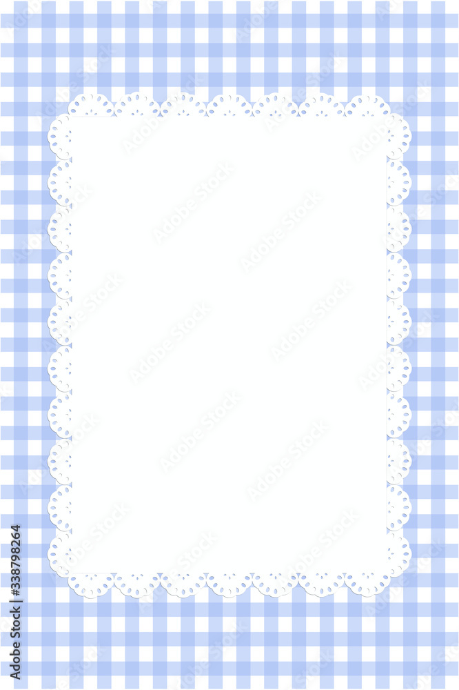 Checked pattern textile for new born invitation card. Vector illustration.