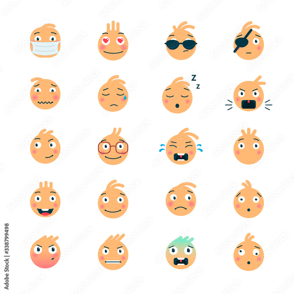 Emotion icons. Set of flat Emoji symbols. Emotion icons. Set of flat Emoji symbols.