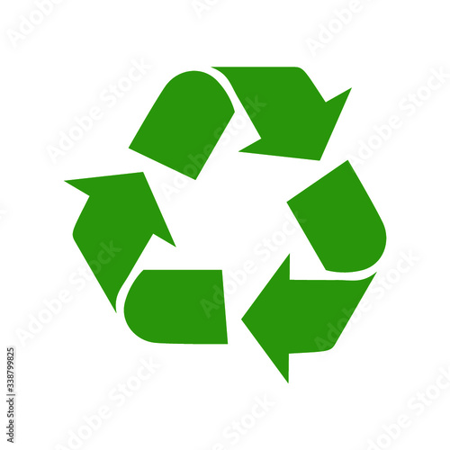 Recycle classic logo and icon, label, tag. Green vector icon on white background