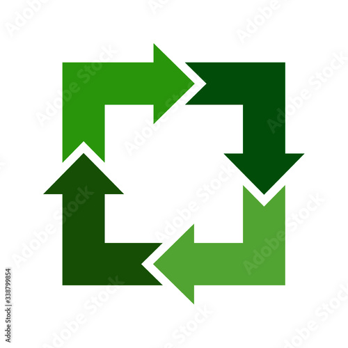 Free Download Recycle square logo and icon, label, tag. Green three colors vector icon on white background - GFXLoad