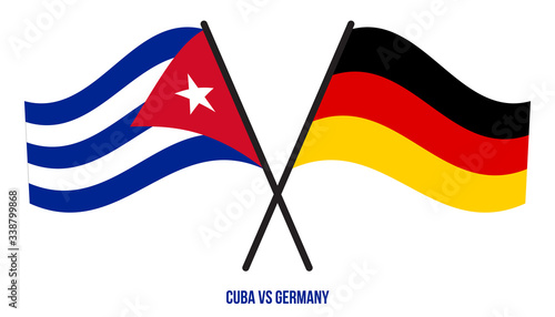 Cuba and Germany Flags Crossed And Waving Flat Style. Official Proportion. Correct Colors