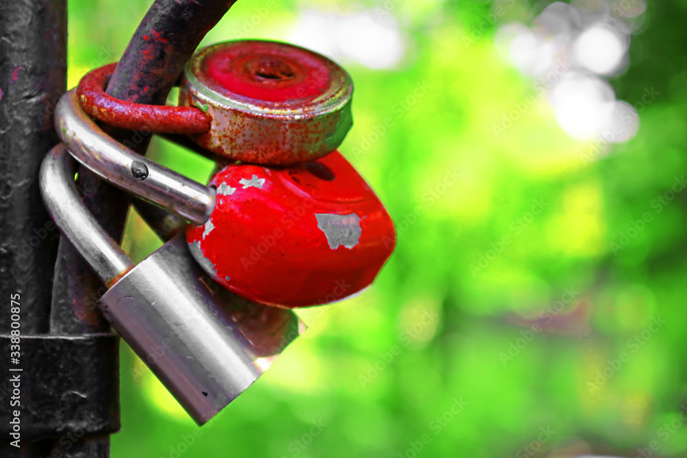 Llove locks on the bridge. Such locks symbolize strong love for many years for those who hang the lock Llove locks on the bridge. Such locks symbolize strong love for many years for those who hang the lock