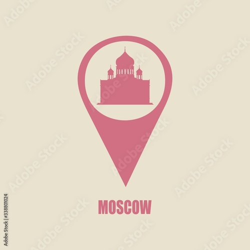 Cathedral of Christ the Savior in Moscow. Simple silhouette in location pointer