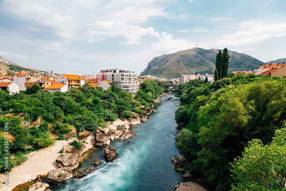 Mostar old town and river in Bosnia and Herzegovina