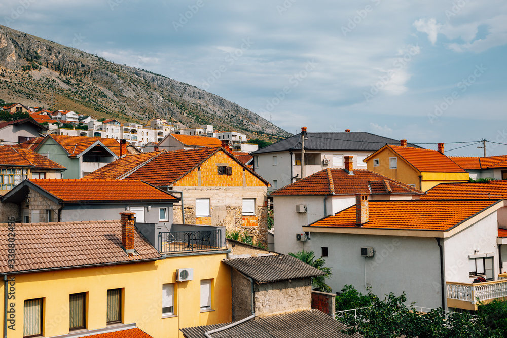 Mostar old town houses in Bosnia and Herzegovina