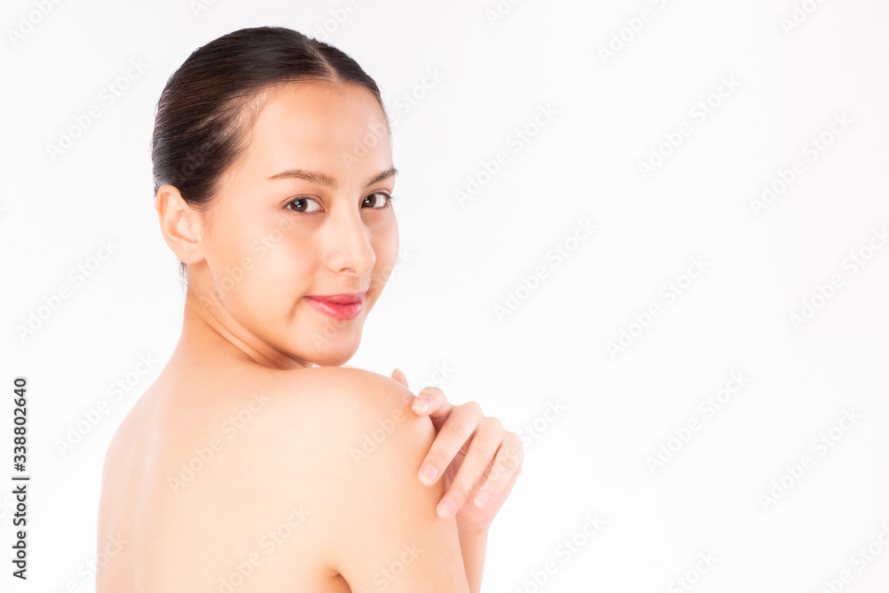 Young Asian beauty woman touching on beauty facial skin. Natural face care and skincare concept. Young Asian beauty woman touching on beauty facial skin. Natural face care and skincare concept.