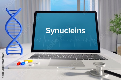 Synucleins – Medicine/health. Computer in the office with term on the screen. Science/healthcare photo