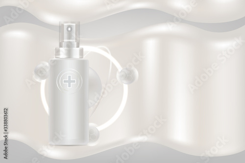 Beauty product ad design, white cosmetic container with collagen solution advertising background ready to use, luxury skin care banner, illustration vector.