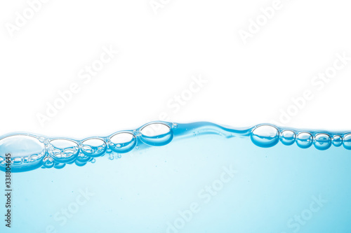 water splash with bubble isolated on white background with copy space