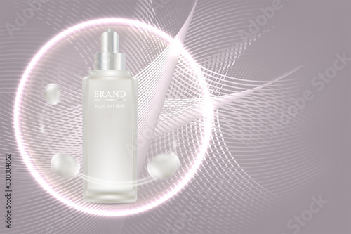 Beauty product ad design, white cosmetic container with collagen solution advertising background ready to use, luxury skin care banner, illustration vector.