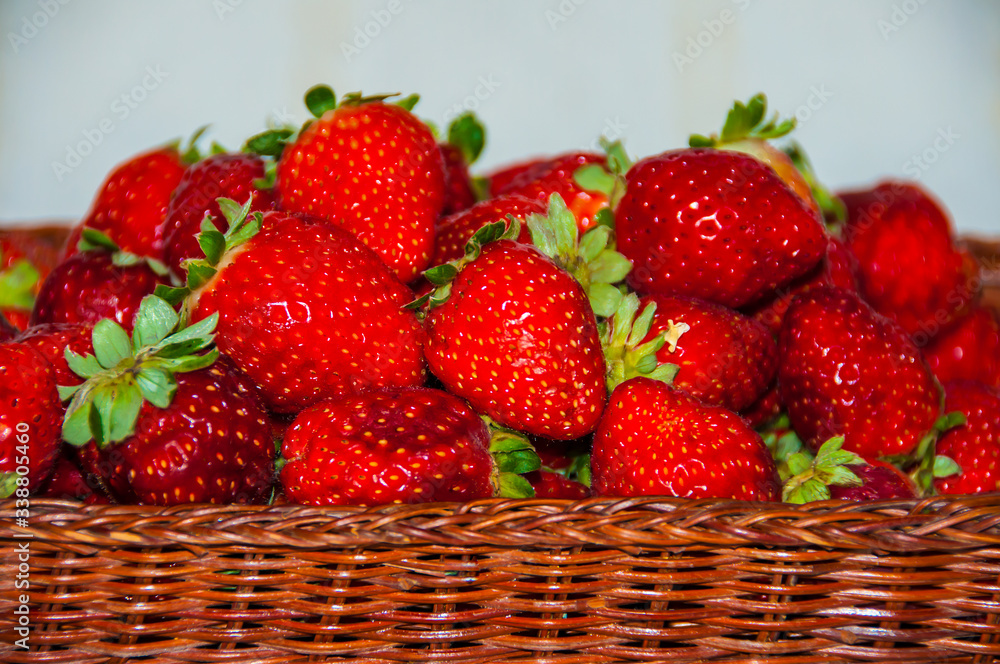 Basket of delicious red strawberries Basket of delicious red strawberries