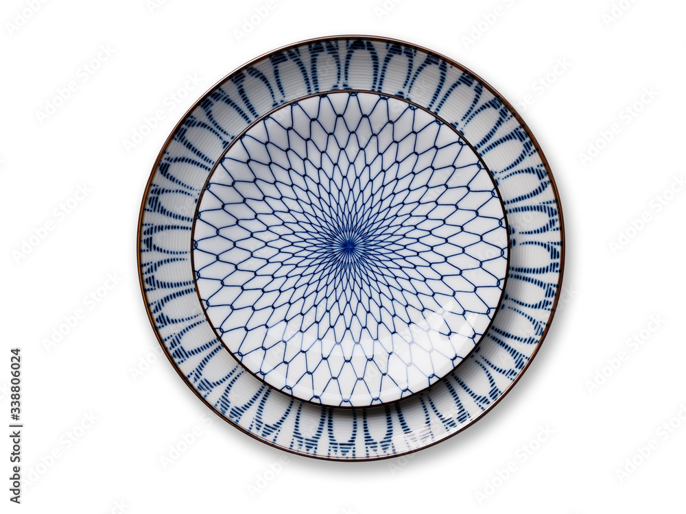 Top view ceramic plate porcelain dish isolated on white background. Top view ceramic plate porcelain dish isolated on white background.