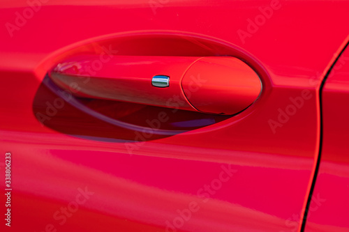 Door handle of modern red car