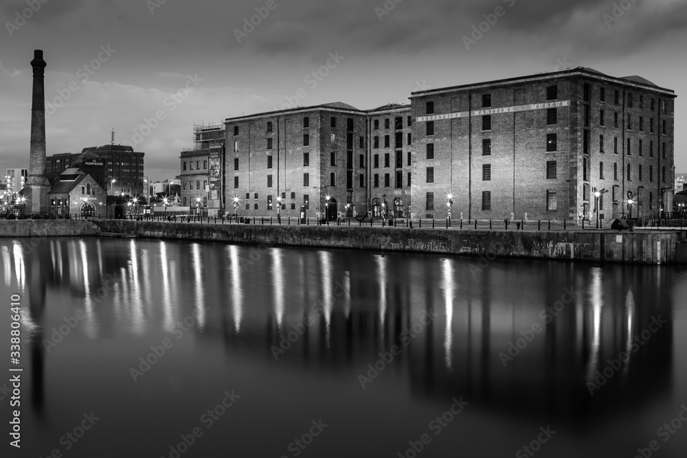 Albert Dock in monochrome