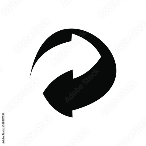 Black recycle symbol. Three black arrows circulate. Management of waste materials that are garbage and pass through the transformation process, especially the melting process. Re-create new materials.