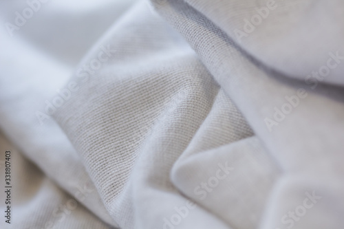 close up of white linen textured cloth background