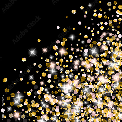 Gold Glitter Stars. Luxury Shiny Confetti.