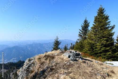 landscape on "Rennfeld" mountain near "Bruck an der Mur" city in styria, Austria on a sunny day