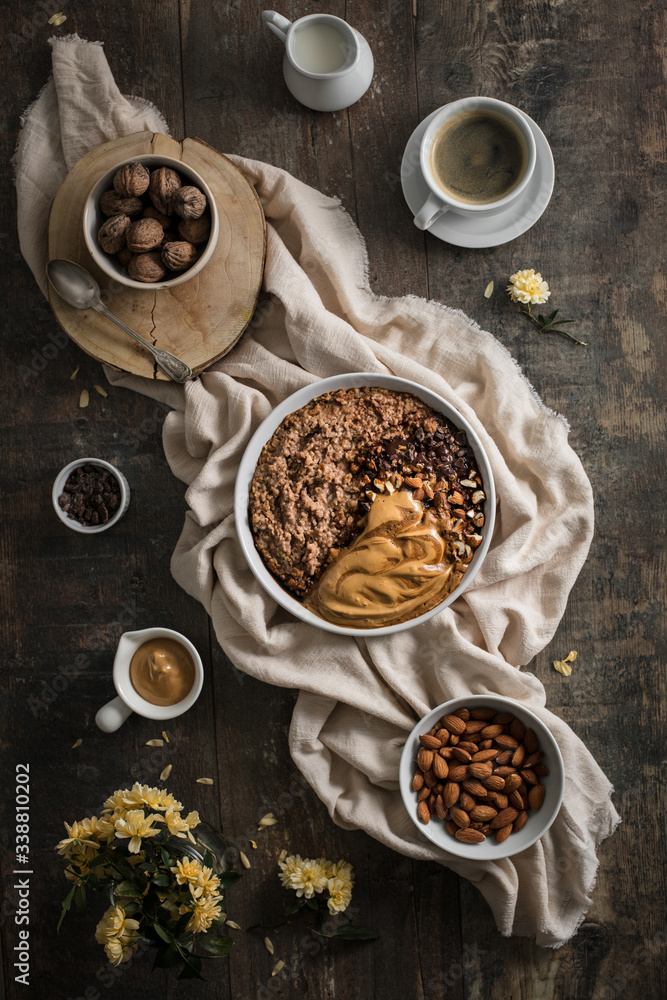 porridge avoine chocolat et mousse de café porridge avoine chocolat et mousse de café