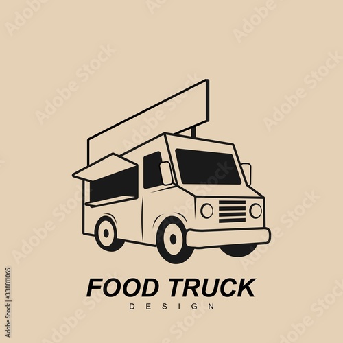 modern food truck vehicle for fast food vector illustration design