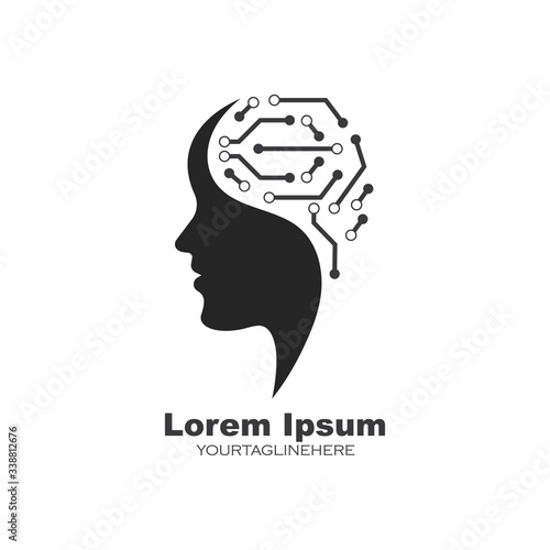 brain head tech  vector illustration design