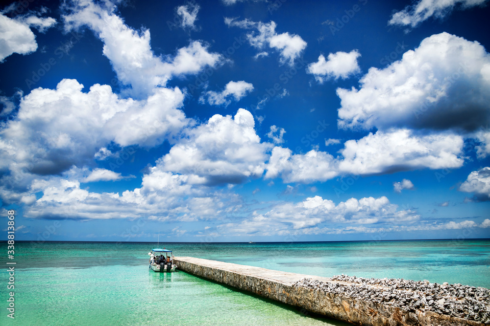 A beautiful pier in the middle of Paradise. Cozumel, Mexico. Caribbean Sea.