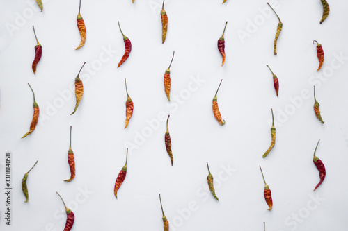dry red chili pepper on a white background