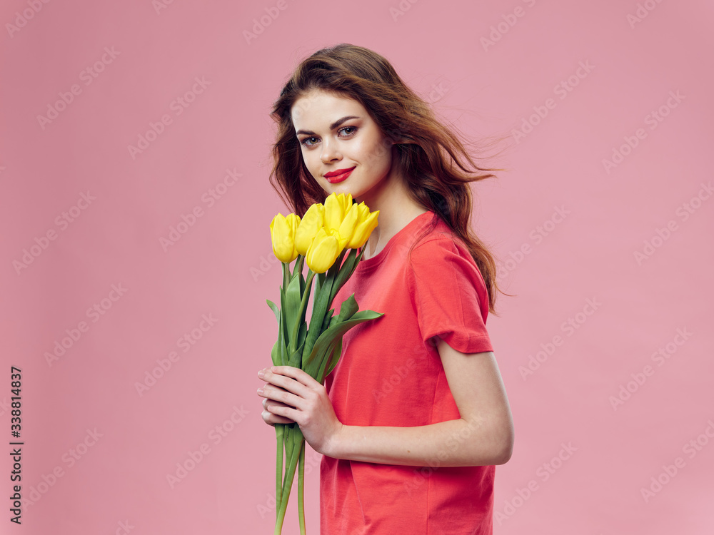 woman with tulips woman with tulips