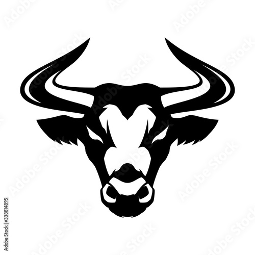 Black bull sign on a white background.