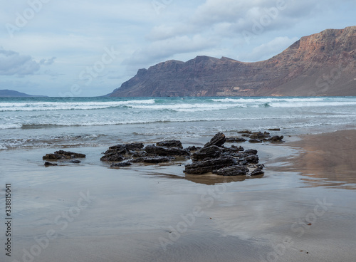 Beach Caleta de Famara on island Lanzarote.