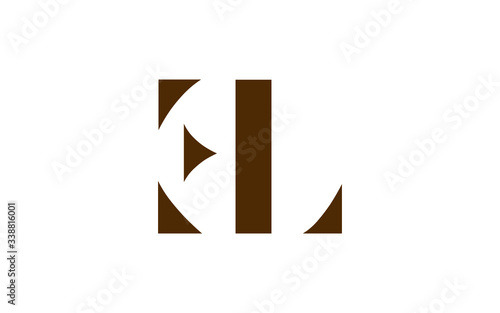 EL or LE and E or L Uppercase Letter Initial Logo Design, Vector Template