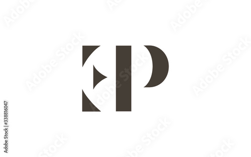 EP or PE and E or P Uppercase Letter Initial Logo Design, Vector Template