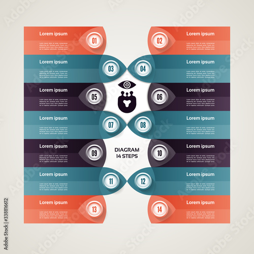 Vector progress background. Template for diagram, graph, presentation and chart. Business concept with 14 options, parts, steps or processes. Abstract background. eps 10