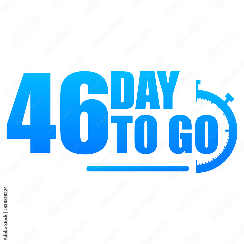 46 day to go label, red flat with alarm clock, promotion icon, Vector stock illustration: For any kind of promotion 46 day to go label, red flat with alarm clock, promotion icon, Vector stock illustration: For any kind of promotion