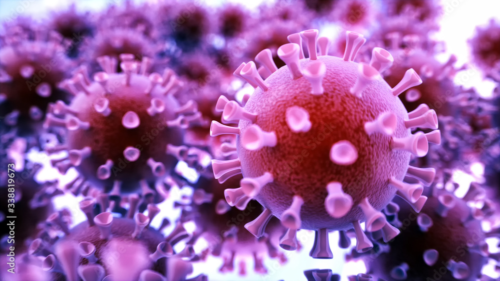 Fototapeta premium Viruses in outer space 3D illustration
